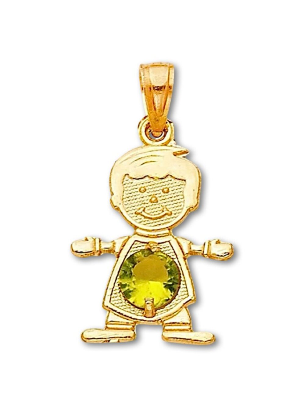 14k Real Gold August Birthstone Boy Charm Pendant | Birthstone Jewelry